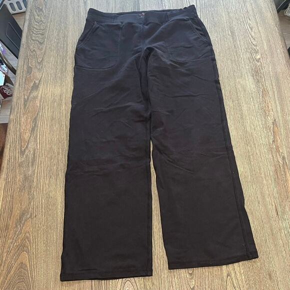 Talbots Relaxed Wide Leg Pants Mid-Rise Elastic Waist Side Pockets Black Size M - Picture 1 of 11